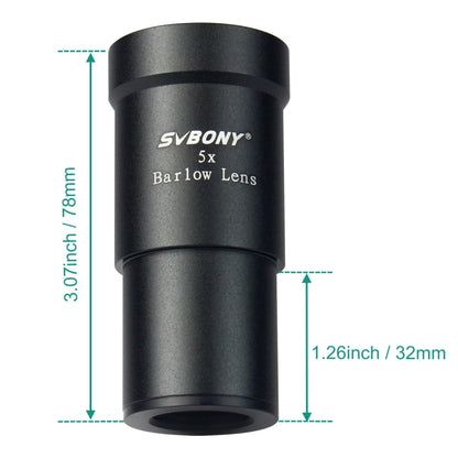 SVBONY F9102A 1.25 Inch 5x Multiplier Astronomical Telescope Accessories, F9102A