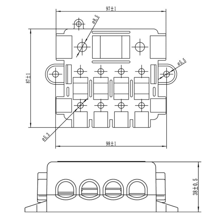 Five-Way One-Input Four-Output Fuse Box RV Power Supply Modification, Fuse Box, Fuse Box + Fuse