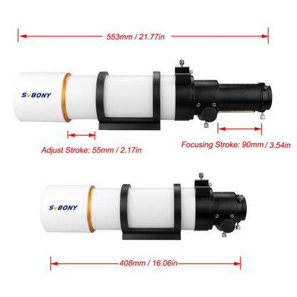 SVBONY SV48P Refracting Astronomical Telescope Tube 1.25/2 Inch Universal 90/500 Dual Speed Focusing, SV48P
