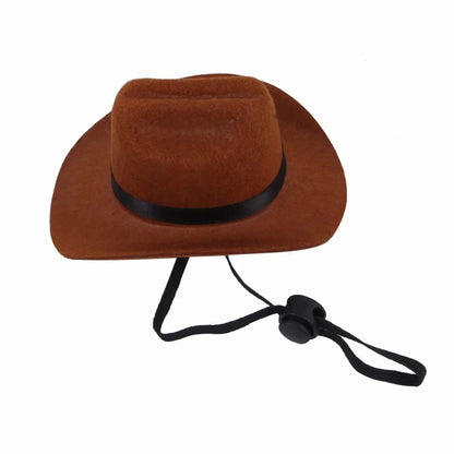 Adjustable Pet Cowboy Hat Dog Cosplay Cap Holiday Costume Party Decoration, S, M