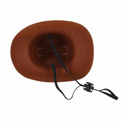 Adjustable Pet Cowboy Hat Dog Cosplay Cap Holiday Costume Party Decoration, S, M