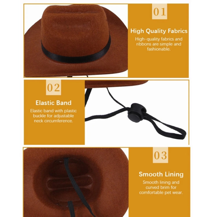 Adjustable Pet Cowboy Hat Dog Cosplay Cap Holiday Costume Party Decoration, S, M