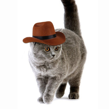 Adjustable Pet Cowboy Hat Dog Cosplay Cap Holiday Costume Party Decoration, S, M