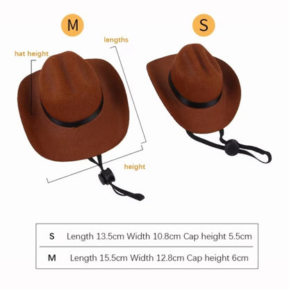 Adjustable Pet Cowboy Hat Dog Cosplay Cap Holiday Costume Party Decoration, S, M