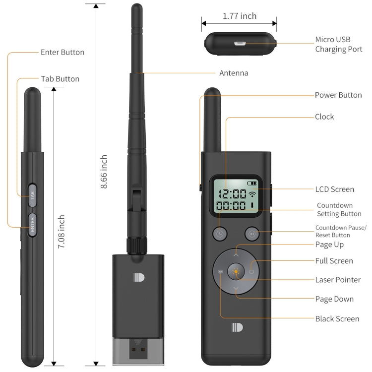 Doosl DSIT037 300m Long Distance Laser Remote Control Green Light Page Turner, DSIT037