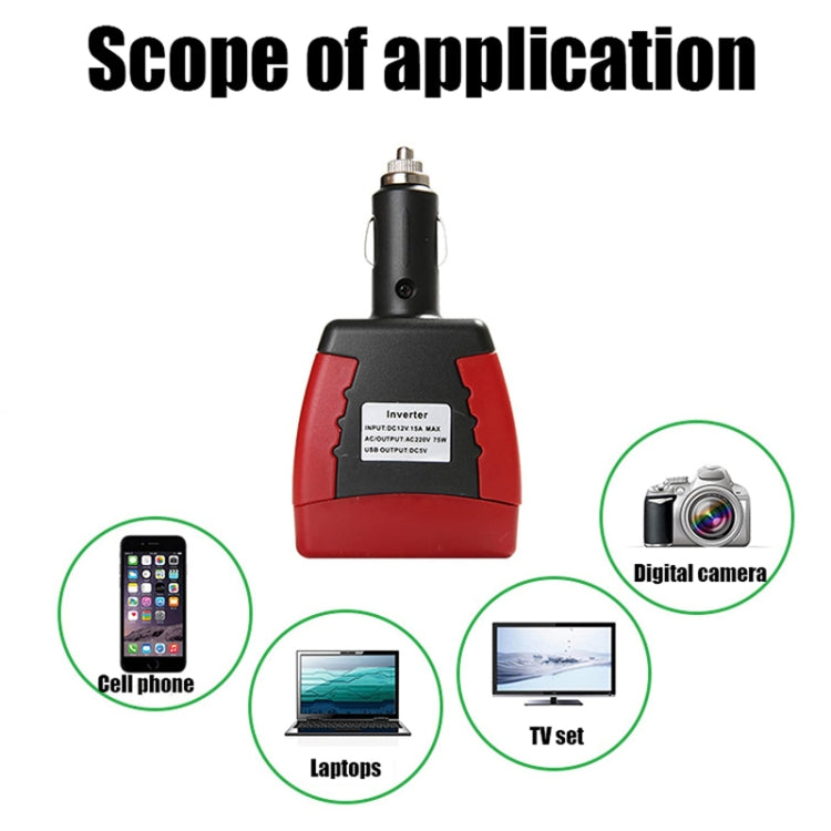 75W Car Inverter Voltage Conversion USB Port Charger, 12V To 220V 0.5A Red, 12V To 110V 0.5A Red, 12V To 220V 0.5A Black, 12 To 110V 0.5A Black, 12V To 220V 2.1A Red, 12V To 110V 2.1A Black, 12V To 220V 2.1A Black, 12V To 110V 2.1A Red