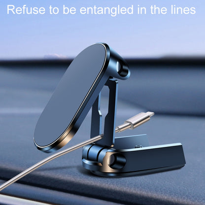 D11 Magnetic Folding Car Phone Holder Rotatable Dashboard Stick-On Navigation Stand, Black Gloosy, Silver Gloosy