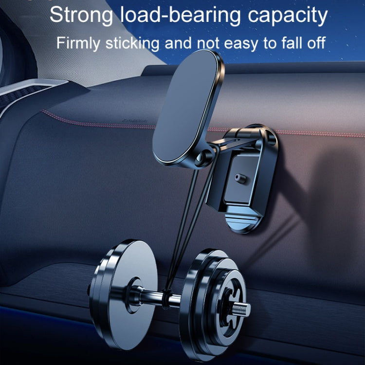 D11 Magnetic Folding Car Phone Holder Rotatable Dashboard Stick-On Navigation Stand, Black Gloosy, Silver Gloosy