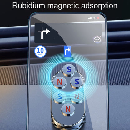 D11 Magnetic Folding Car Phone Holder Rotatable Dashboard Stick-On Navigation Stand, Black Gloosy, Silver Gloosy