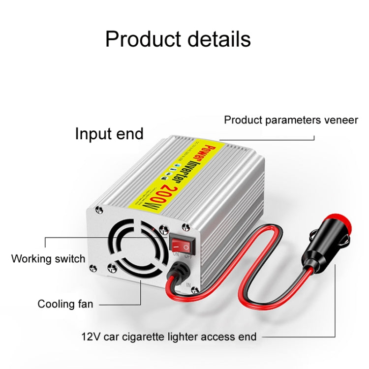 200W Modified Sine Wave Inverter Car Mobile Phone 2.1A Universal Power Supply, 12 To 220V