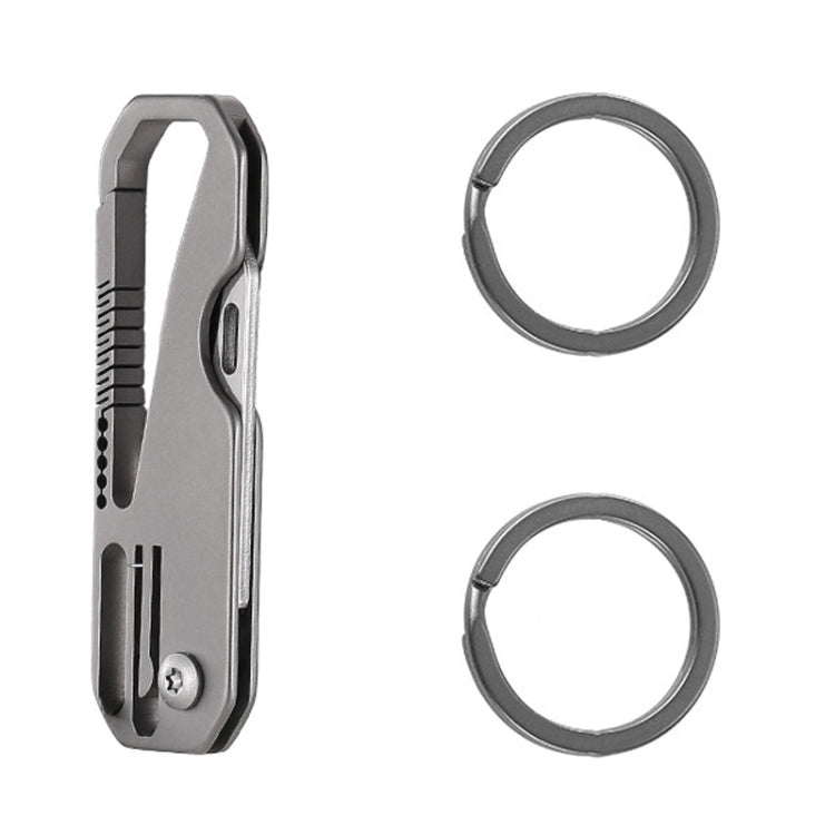 Multifunctional Titanium Keychain Outdoor Portable Defense Mini Folding Knife, With 2 Titanium Ring