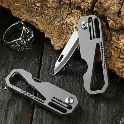 Multifunctional Titanium Keychain Outdoor Portable Defense Mini Folding Knife, With 2 Titanium Ring