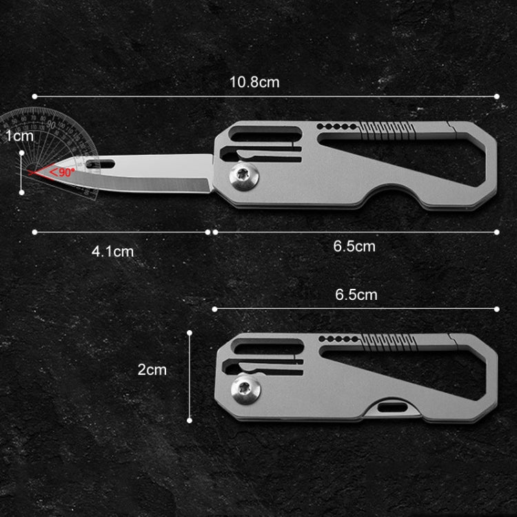 Multifunctional Titanium Keychain Outdoor Portable Defense Mini Folding Knife, With 2 Titanium Ring