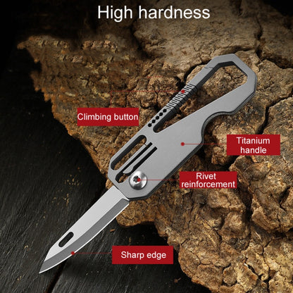 Multifunctional Titanium Keychain Outdoor Portable Defense Mini Folding Knife, With 2 Titanium Ring