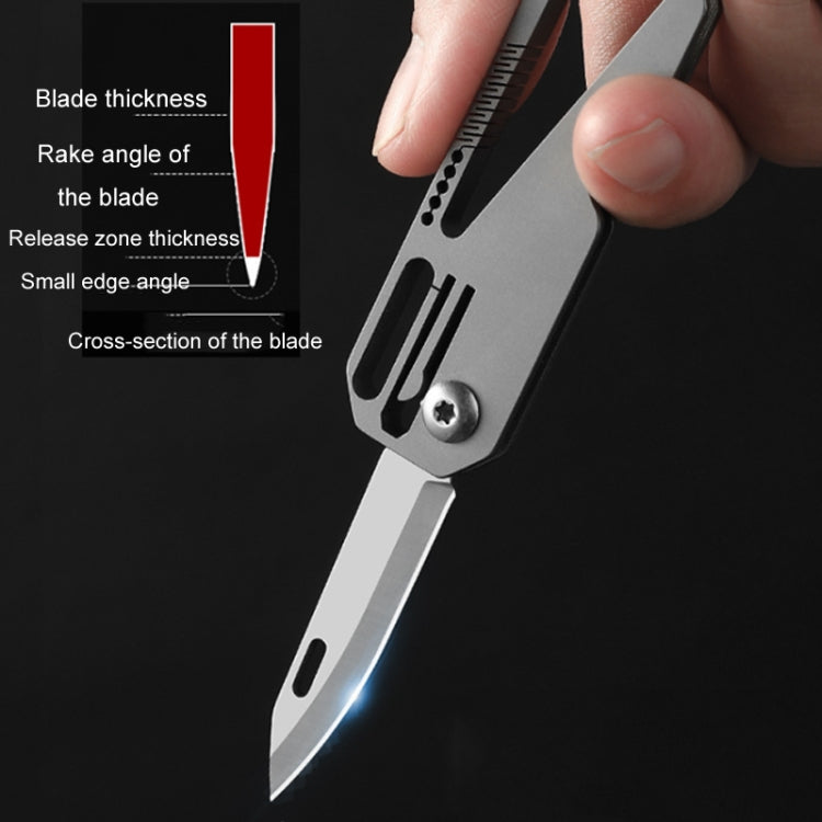 Multifunctional Titanium Keychain Outdoor Portable Defense Mini Folding Knife, With 2 Titanium Ring