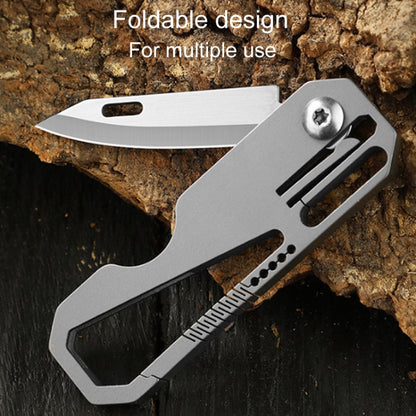 Multifunctional Titanium Keychain Outdoor Portable Defense Mini Folding Knife, With 2 Titanium Ring