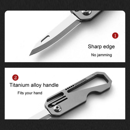 Multifunctional Titanium Keychain Outdoor Portable Defense Mini Folding Knife, With 2 Titanium Ring