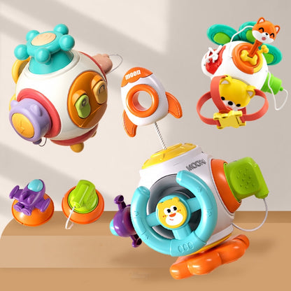 Baby Hand Grip Ball Early Learning Busy Ball Puzzle Sensory Spinning Toys, Rocket, Gopher, Shiba Inu