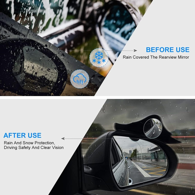 1pair Car Rearview Mirror Rain Eyebrow Blind Spot Reversing Round Mirror