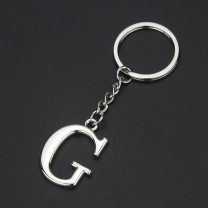 Double-Sided Three-Dimensional Plating Alphabet Keychain, A, B, C, D, E, F, G, H, I, J, K, L, M, N, O, P, Q, R, S, T, U, V, W, X, Y