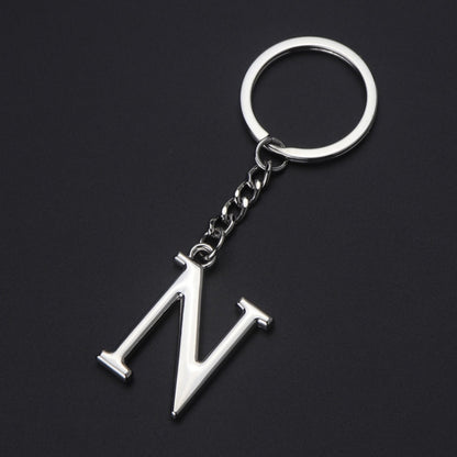 Double-Sided Three-Dimensional Plating Alphabet Keychain, A, B, C, D, E, F, G, H, I, J, K, L, M, N, O, P, Q, R, S, T, U, V, W, X, Y