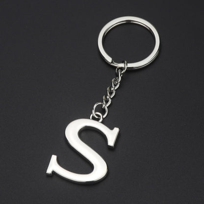Double-Sided Three-Dimensional Plating Alphabet Keychain, A, B, C, D, E, F, G, H, I, J, K, L, M, N, O, P, Q, R, S, T, U, V, W, X, Y