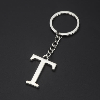 Double-Sided Three-Dimensional Plating Alphabet Keychain, A, B, C, D, E, F, G, H, I, J, K, L, M, N, O, P, Q, R, S, T, U, V, W, X, Y