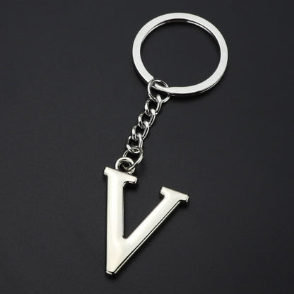 Double-Sided Three-Dimensional Plating Alphabet Keychain, A, B, C, D, E, F, G, H, I, J, K, L, M, N, O, P, Q, R, S, T, U, V, W, X, Y