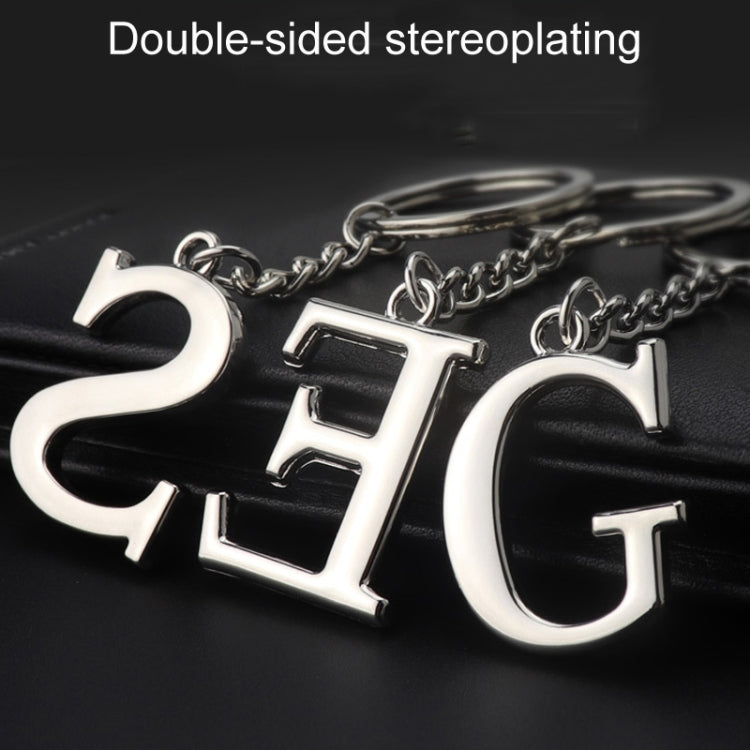 Double-Sided Three-Dimensional Plating Alphabet Keychain, A, B, C, D, E, F, G, H, I, J, K, L, M, N, O, P, Q, R, S, T, U, V, W, X, Y
