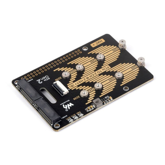 Waveshare For Raspberry Pi 5 PCIe To 2-Ch M.2 Adapter Type B NVMe Protocol, 27710