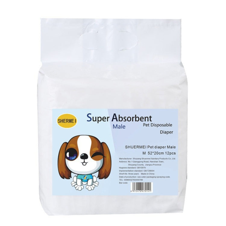 SHUERMEI Disposable Pet Diapers Menstrual Pants, Male S 12pcs /Pack, Male M 12pcs /Pack, Male L 12pcs /Pack, Male XL 12pcs /Pack, Female XXS 10pcs /Pack, Female XS 10pcs /Pack, Female S 10pcs /Pack, Female M 10pcs /Pack, Female L 10pcs /Pack...