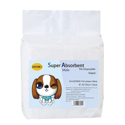 SHUERMEI Disposable Pet Diapers Menstrual Pants, Male S 12pcs /Pack, Male M 12pcs /Pack, Male L 12pcs /Pack, Male XL 12pcs /Pack, Female XXS 10pcs /Pack, Female XS 10pcs /Pack, Female S 10pcs /Pack, Female M 10pcs /Pack, Female L 10pcs /Pack...