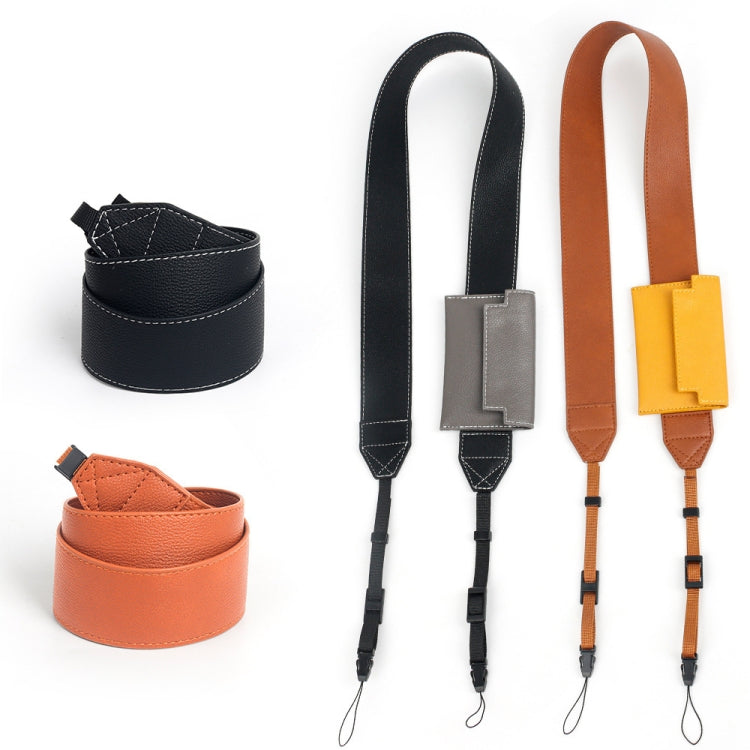 Universal PU Leather Shoulder Strap For SLR Cameras With Card Holder