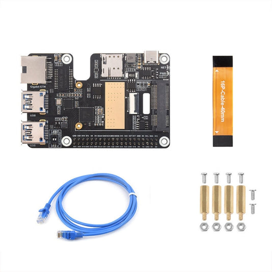 Waveshare For Raspberry Pi 5 PCIe to MiniPCIe / Gigabit Ethernet / USB 3.2 Gen1 HAT, No Accessories, SIM7600G-H, EG25-G