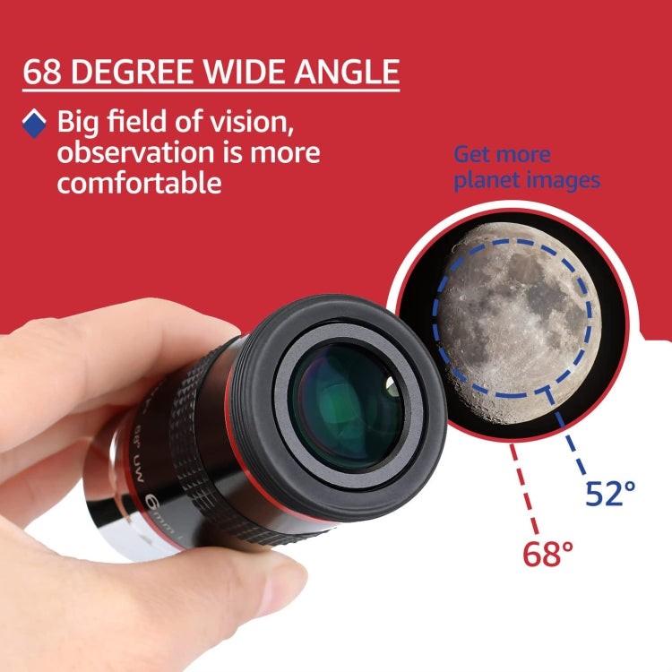 SVBONY F9152A 1.25 inch Ultra Wide Angle 68 Degree 6mm Astronomical Telescope Eyepiece, F9152A