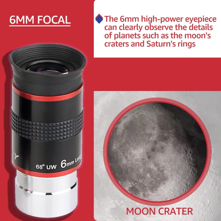 SVBONY F9152A 1.25 inch Ultra Wide Angle 68 Degree 6mm Astronomical Telescope Eyepiece, F9152A