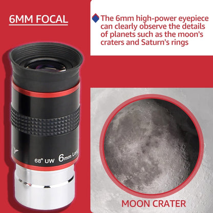 SVBONY F9152A 1.25 inch Ultra Wide Angle 68 Degree 6mm Astronomical Telescope Eyepiece, F9152A
