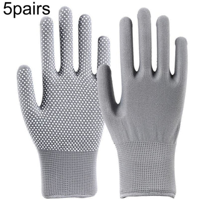 5pairs Outdoor Breathable Non-slip Particle Silicone Hiking Riding Nylon Gloves Thin Mittens