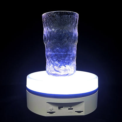 Intelligent Colourful Light Electric Speed Contro Round 360 Degree Rotating Plate Display Table, White Plug-in, White Charging
