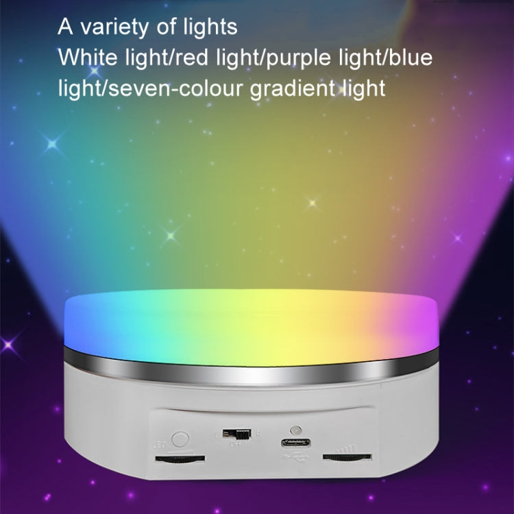 Intelligent Colourful Light Electric Speed Contro Round 360 Degree Rotating Plate Display Table, White Plug-in, White Charging