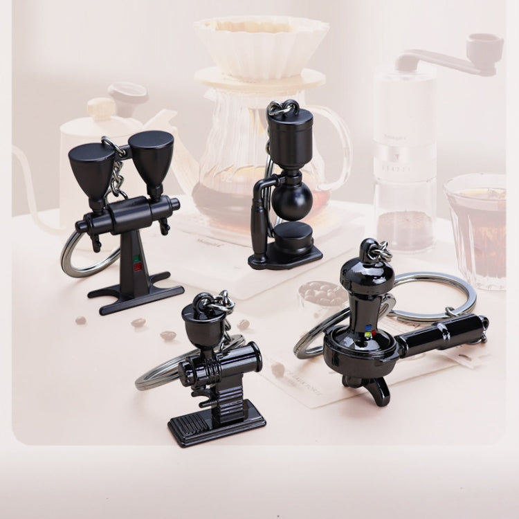 Mini Metal Keychain Coffee Utensils Decorative Pendant, Powder Hammer Silver, Powder Hammer Black, Spoon Silver, Spoon Black, Handle Silver, Handle Black, Coffee Cup Black, Coffee Cup Rose Gold, Moka Pot Black, Moka Pot Silver, Gooseneck Pot Black