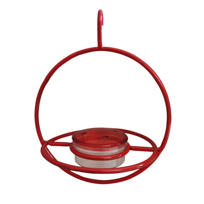 Outdoor Courtyard Garden Hanging Metal Bird Feeder, Black, Red