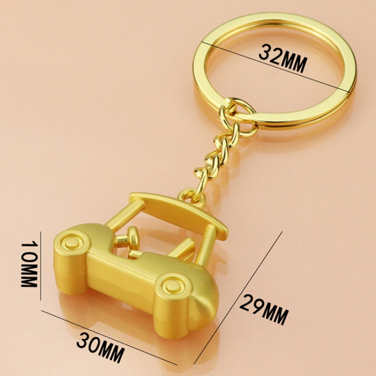 Three- Dimensional Simulation Golf Ball Car Keychain Decorative Pendant, Gold, Silver