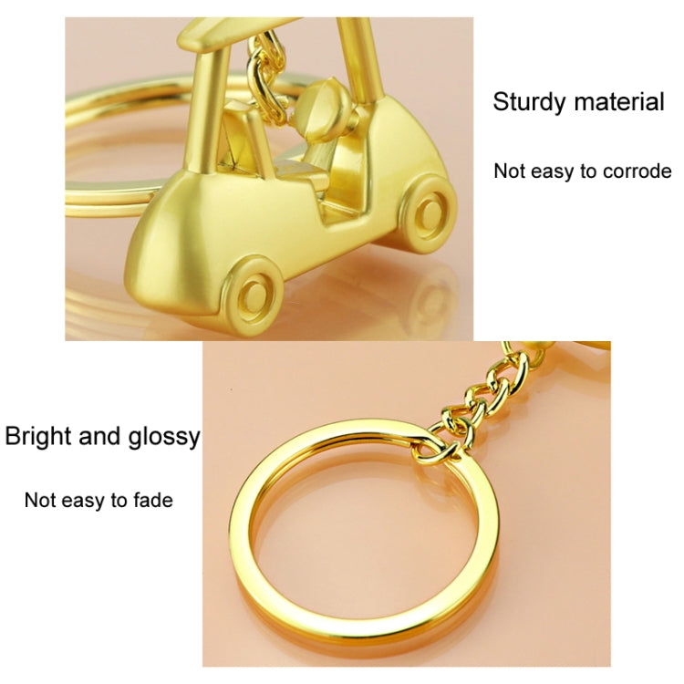 Three- Dimensional Simulation Golf Ball Car Keychain Decorative Pendant, Gold, Silver