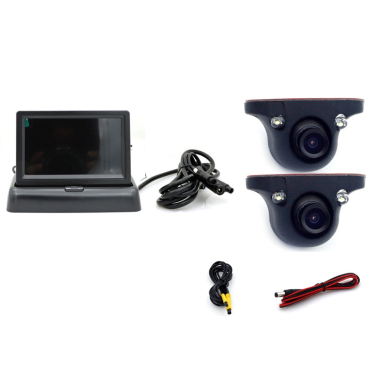 5 Inch Carplay Portable Surveillance Video Car Display, With Two-way Camera, With White Two-way Camera Side-mounted, Folding Screen + White Two-way Camera Side-mounted, Folding Screen + Two-way Camera, With CCD Blind Spot Camera