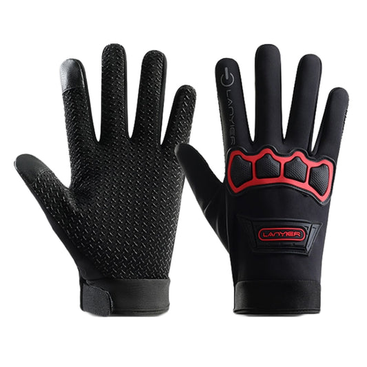 LANYIER Fall Winter Motorcycle Outdoor Riding Gloves Men Velvet Warm Non-slip Touch Screen Windproof Gloves, Average
