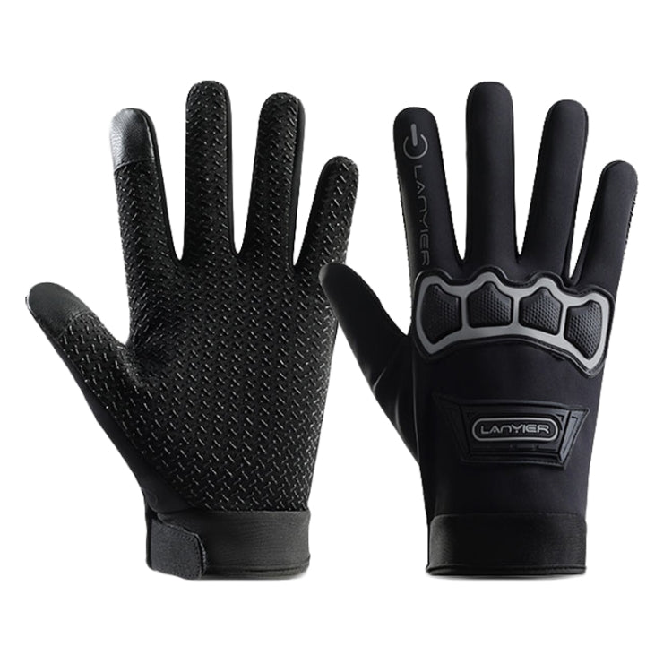 LANYIER Fall Winter Motorcycle Outdoor Riding Gloves Men Velvet Warm Non-slip Touch Screen Windproof Gloves, Average