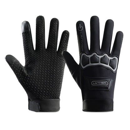 LANYIER Fall Winter Motorcycle Outdoor Riding Gloves Men Velvet Warm Non-slip Touch Screen Windproof Gloves, Average
