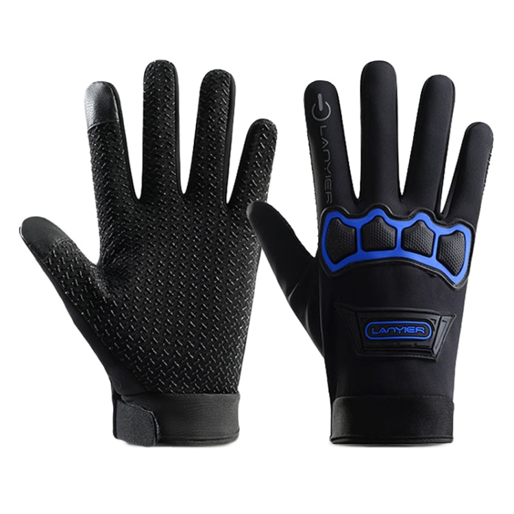 LANYIER Fall Winter Motorcycle Outdoor Riding Gloves Men Velvet Warm Non-slip Touch Screen Windproof Gloves, Average