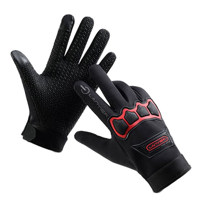 LANYIER Fall Winter Motorcycle Outdoor Riding Gloves Men Velvet Warm Non-slip Touch Screen Windproof Gloves, Average